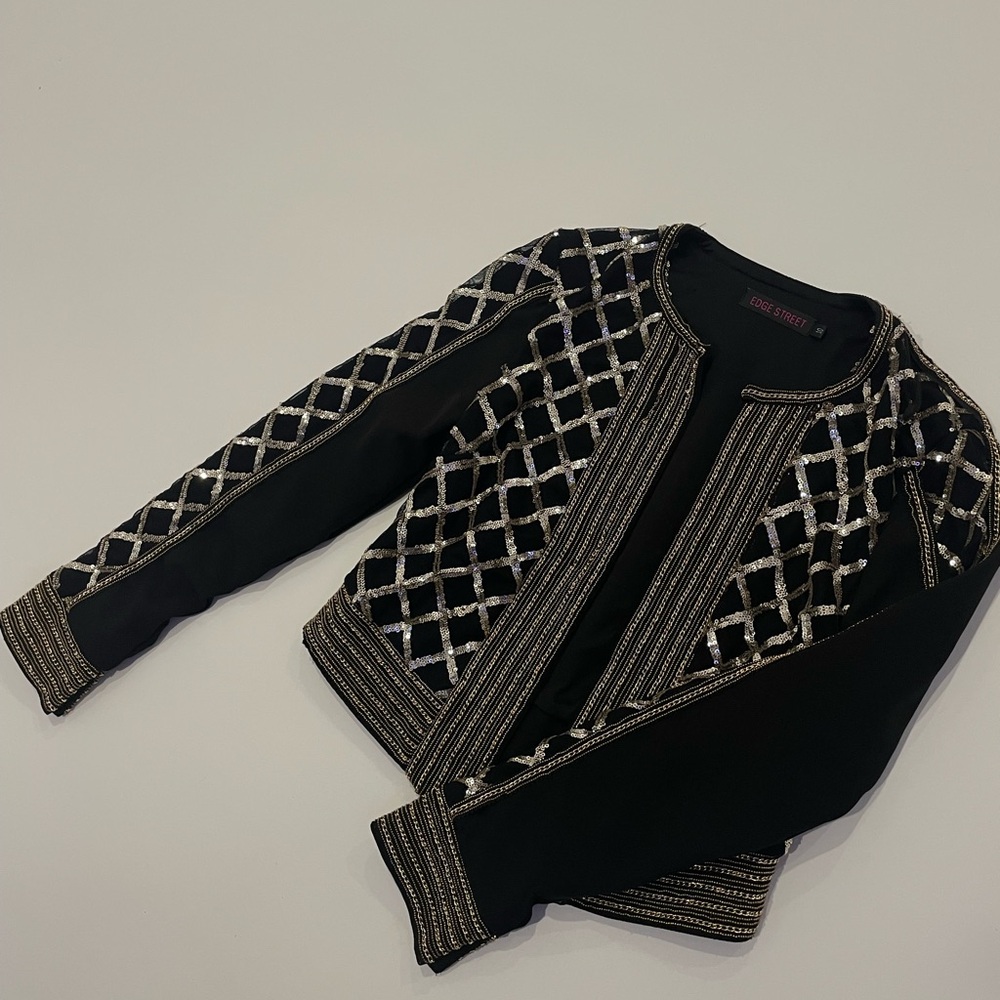 Elegant Black Jacket with Silver Detailing